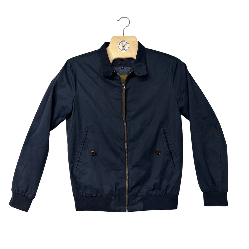 Jack & Jones Premium Navy Harrington Jacket Mens M Lightweight Bomber Zip